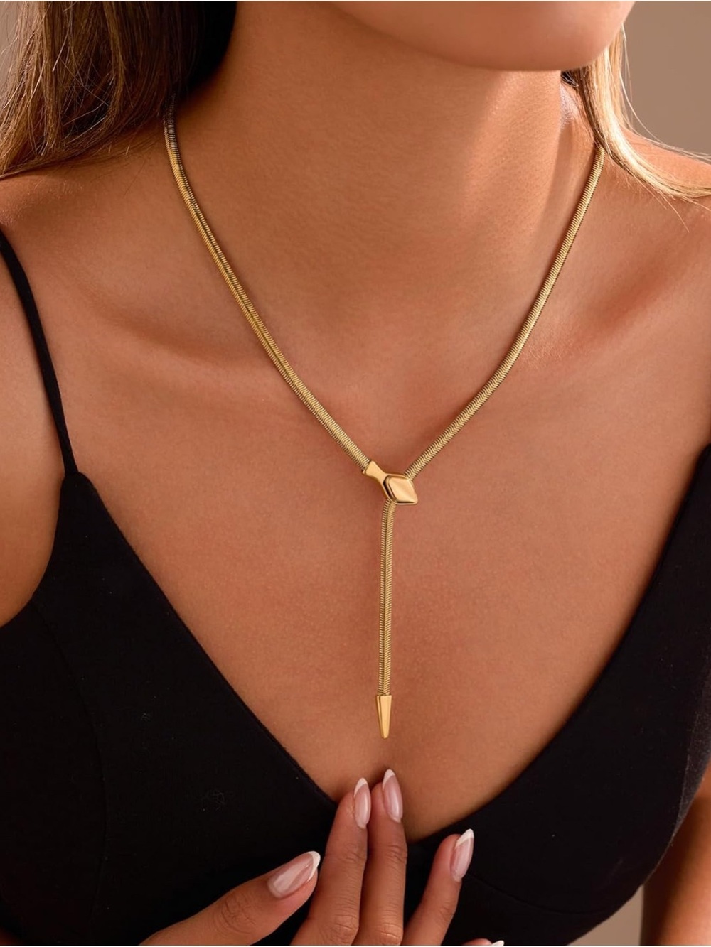 14K Gold Plated Snake Pendant Necklace
